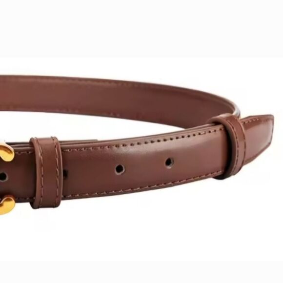 New ANTHRO Leather Belt With Gold Tone Hardware - Picture 6 of 13